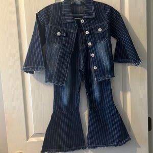 Adorable pinstripe bell bottoms Jean set